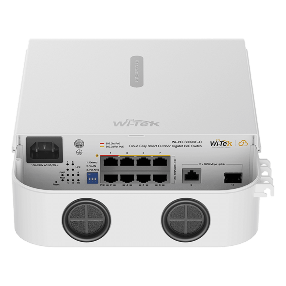 Switch PoE / Administración en la nube / Con 8 puertos 10/100/1000 Mbps PoE af/at/bt / 1 Puerto Ethernet Uplink 10/100/1000 MBPS/1 Puerto SFP Uplink