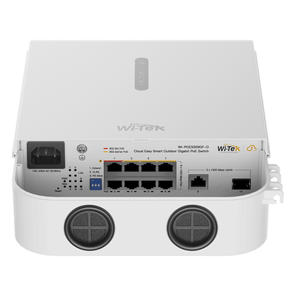 Switch PoE / Administración en la nube / Con 8 puertos 10/100/1000 Mbps PoE af/at/bt / 1 Puerto Ethernet Uplink 10/100/1000 MBPS/1 Puerto SFP Uplink
