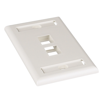 Placa de Pared Vertical, Salida Para 2 Puertos Keystone, Con Espacios Para Etiquetas, Color Blanco Mate