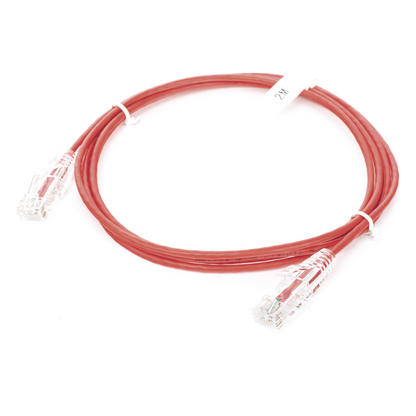 Cable de Parcheo Slim UTP Cat6 - 2 Metros (6.56 Pies) Rojo Diámetro Reducido (28 AWG)