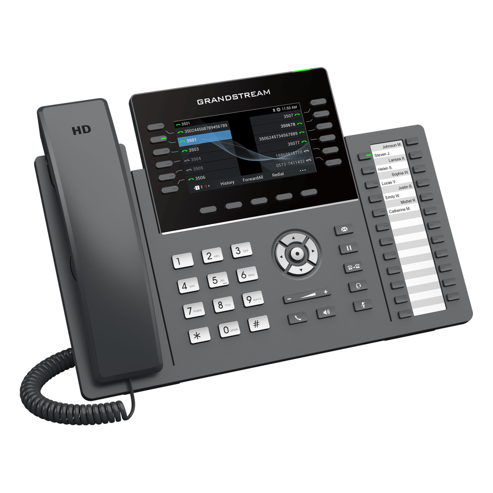 Teléfono IP profesional de 12 líneas / 24 teclas de extensión programables / WI-FI 6 / PoE integrado / pantalla LCD 4.3 pulgadas / seguridad de nivel
