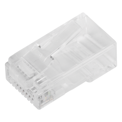 Bote con 100 Plugs Pass Through RJ45 Cat6 sin Blindaje, Chapado de Oro a 30 Micras para Durabilidad Extrema