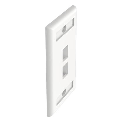 Placa de Pared Vertical, Salida Para 2 Puertos Keystone, Con Espacios Para Etiquetas, Color Blanco