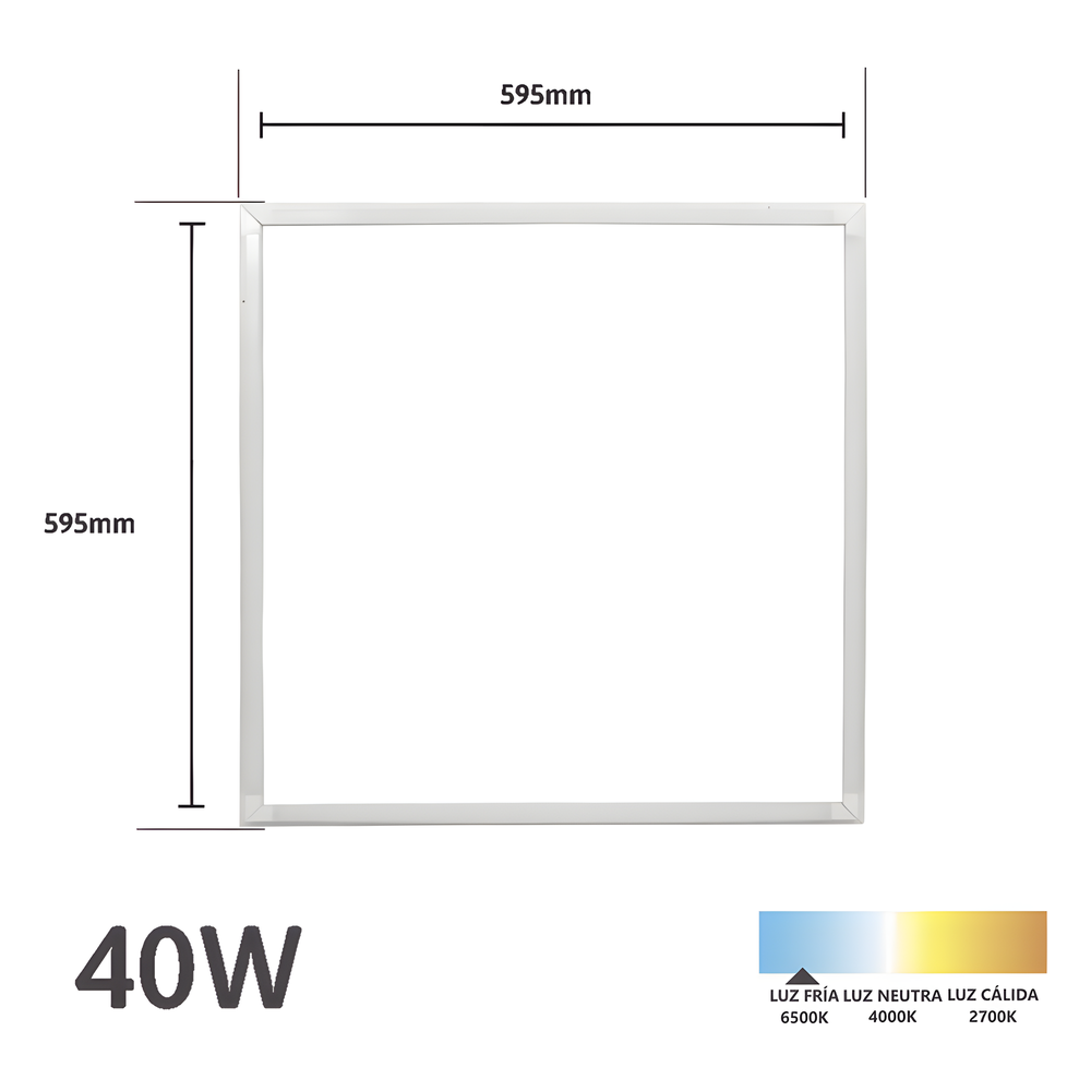 Marco LED Luminoso / 595 x 595 mm / 127 Vca~60Hz / Luz Blanca 6 500 K / 3 000 lm.