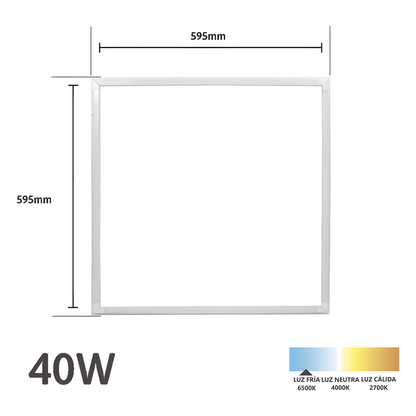 Marco LED Luminoso / 595 x 595 mm / 127 Vca~60Hz / Luz Blanca 6 500 K / 3 000 lm.