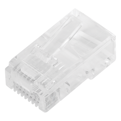 Bote con 100 Plugs Pass Through RJ45 Cat5e sin Blindaje, Chapado de Oro a 30 Micras para Durabilidad Extrema