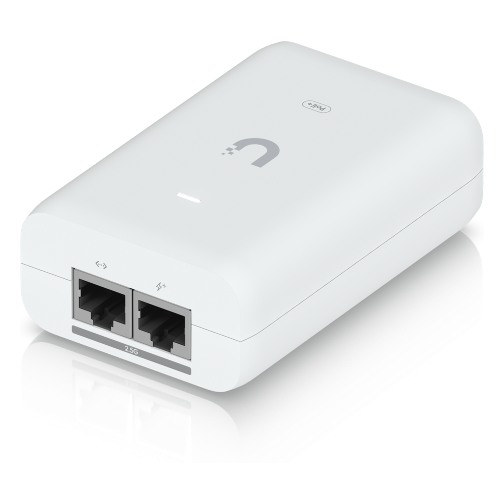 Adaptador PoE+ 2.5G / hasta 30 W / 48V 0.65A / (2) Puertos RJ45 MultiGigabit 2.5G / Salida PoE+ / LED Indicador / Ideal para APs UniFi WiFi 7