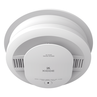 Detector de humo fotoeléctrico alámbrico 120 V CA con batería sellada de 10 años, interconexión hasta 24 dispositivos, paquete de 6