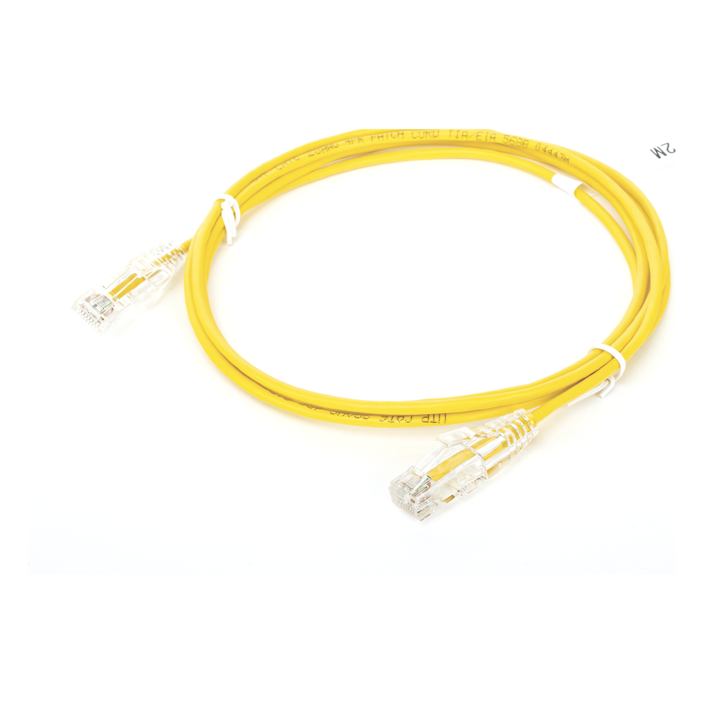 Cable de Parcheo Slim UTP Cat6 - 2 Metros (6.56 Pies) Amarillo Diámetro Reducido (28 AWG)