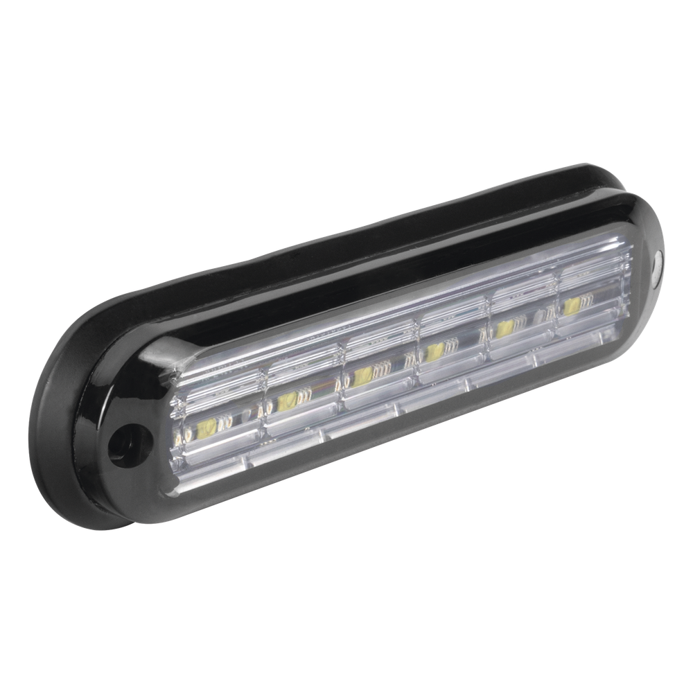 Luz Auxiliar Ultra Brillante IP67 de 6 LEDs, Color Rojo/Azul, con mica transparente y bisel negro