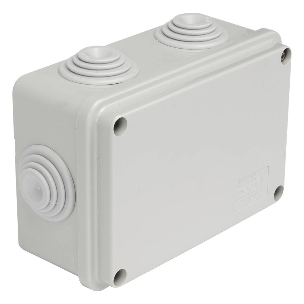Caja Estanca de PVC Para Derivación y Conexión, 6 Entradas, Tapa Atornillada, 120x80x50 mm (Área interna), Uso Exterior IP55, Material que no Propaga