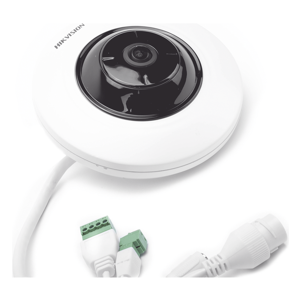 Mini Fisheye IP 5 Megapixel / Panorámica 180° - 360° / Microfono Integrado / 8 mts IR / Uso en Interior / PoE / Múltiples Vistas por iVMS-4200