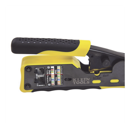 Ponchadora/Pelacables/Cortacables con Matraca para Conectores Pass-Thru RJ45 y Conectores Estándar RJ11/RJ12.