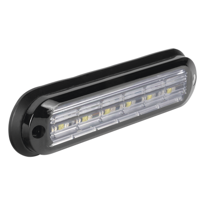 Luz Auxiliar Ultra Brillante IP67 de 6 LEDs, Color Ambar/Claro, con mica transparente y bisel negro