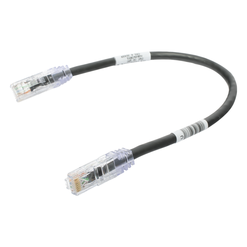 Cable de Parcheo TX6, UTP Cat6, 24 AWG, CM, Color Negro, 0.3 Metros (1 Pie)
