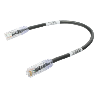 Cable de Parcheo TX6, UTP Cat6, 24 AWG, CM, Color Negro, 0.3 Metros (1 Pie)