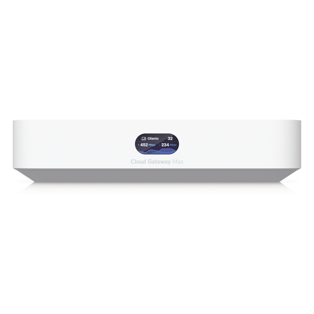 UCG Max Cloud Gateway de 2.5 GbE Compacto con Soporte para hasta 30 Dispositivos UniFi, 300+ Clientes, Enrutamiento IPS de 2.3 Gbps y Almacenamiento