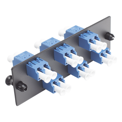 Placa Acopladora de Fibra Óptica FAP, con 6 Conectores LC Duplex (12 Fibras), para Fibra Monomodo OS1/OS2, Color Azul