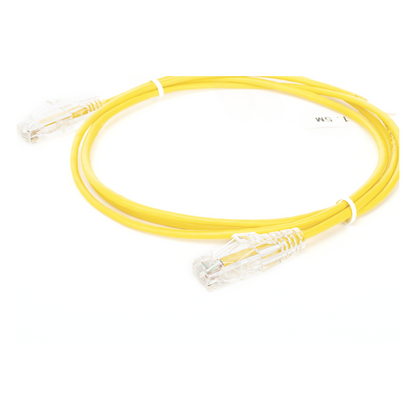 Cable de Parcheo Slim UTP Cat6 - 1.5 Metros (4.92 Pies) Amarillo Diámetro Reducido (28 AWG)