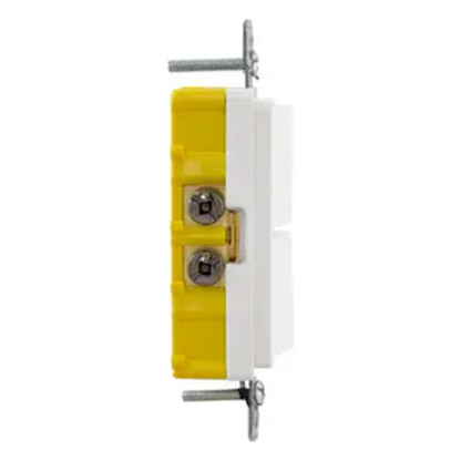 Interruptor Residencial 15 A 120-277 V, con 2 Bases Unipolares, Cableado lateral, Color Blanco.