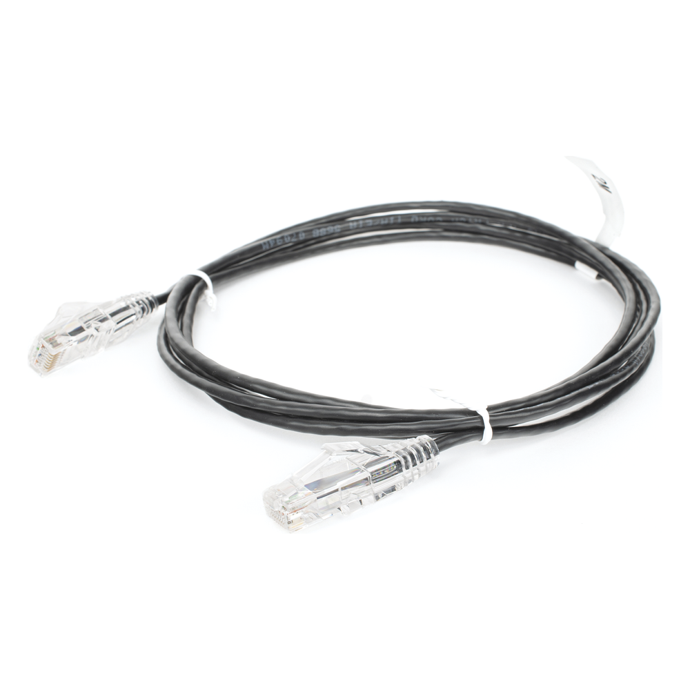 Cable de Parcheo Slim UTP Cat6 - 2 Metros (6.56 Pies) Negro Diámetro Reducido (28 AWG)