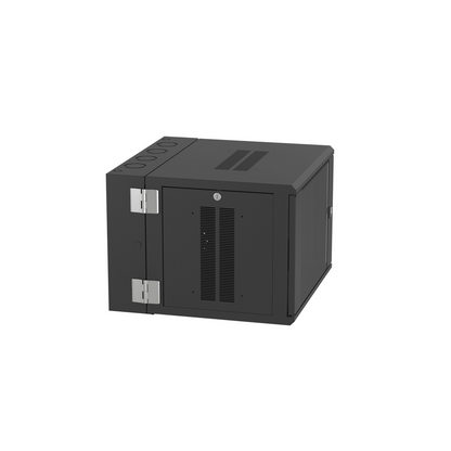Gabinete PanZone de Montaje en Pared, de 19in, Puerta con Ventana de Seguridad, 9 UR, 635mm de Profundidad, Color Negro