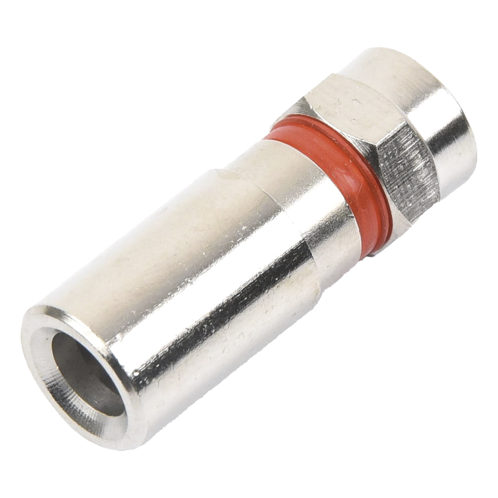 Conector F Macho de Compresión, Metálico para cable RG-59, Cuerpo de Bronce Niquelado