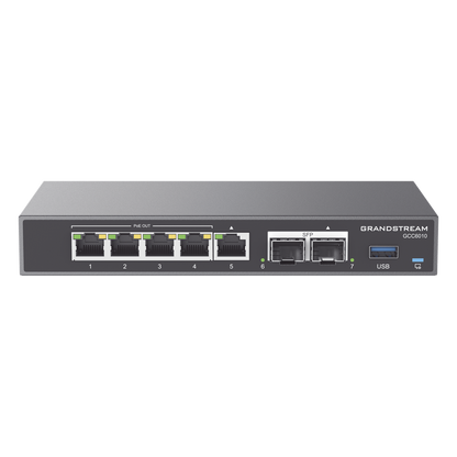 4 en 1: Firewall Nueva Generación, Router, IP PBX (24 usuarios / 8 llamadas), Switch Gigabit de 5 Puertos (4 PoE) y 2 Puertos SFP 2.5 Gigabit / Todos