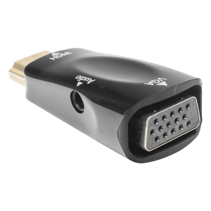Adaptador (Convertidor) HDMI a VGA / HDMI Macho a VGA Hembra / Resolución 1920x1080 @ 60Hz / Adaptador de Audio de 3.5 mm / Chapado en Níquel