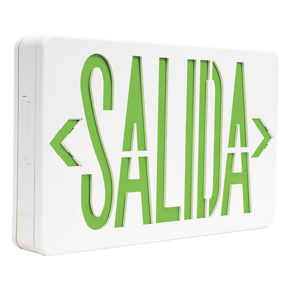 Letrero LED de Emergencia SALIDA / Voltaje Dual 120/240 VAC / Montaje Universal / Batería Ni-Cd Incluida