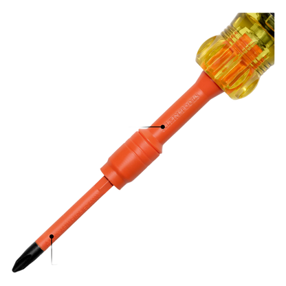 Destornillador Aislado 6-en-1 Auto-Lock / Aislado 1000V CAT III / Almohadilla de agarre / Almacenamiento de brocas integrado / Bits Philips #1 #2