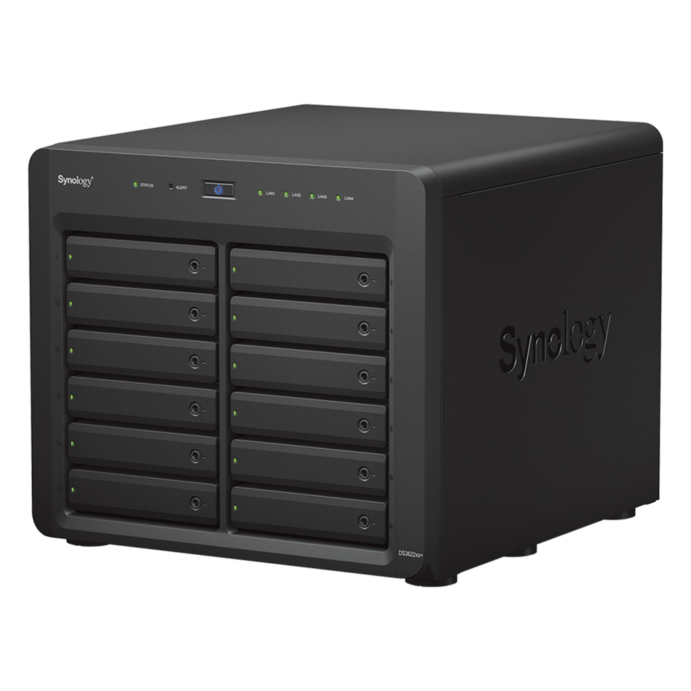 Servidor NAS Synology DiskStation DS3622xs+ | 12 Bahías | Intel Xeon 6 Núcleos | 16 GB DDR4 ECC | 10GbE RJ-45 | Expansión Hasta 36 Bahías | RAID F1
