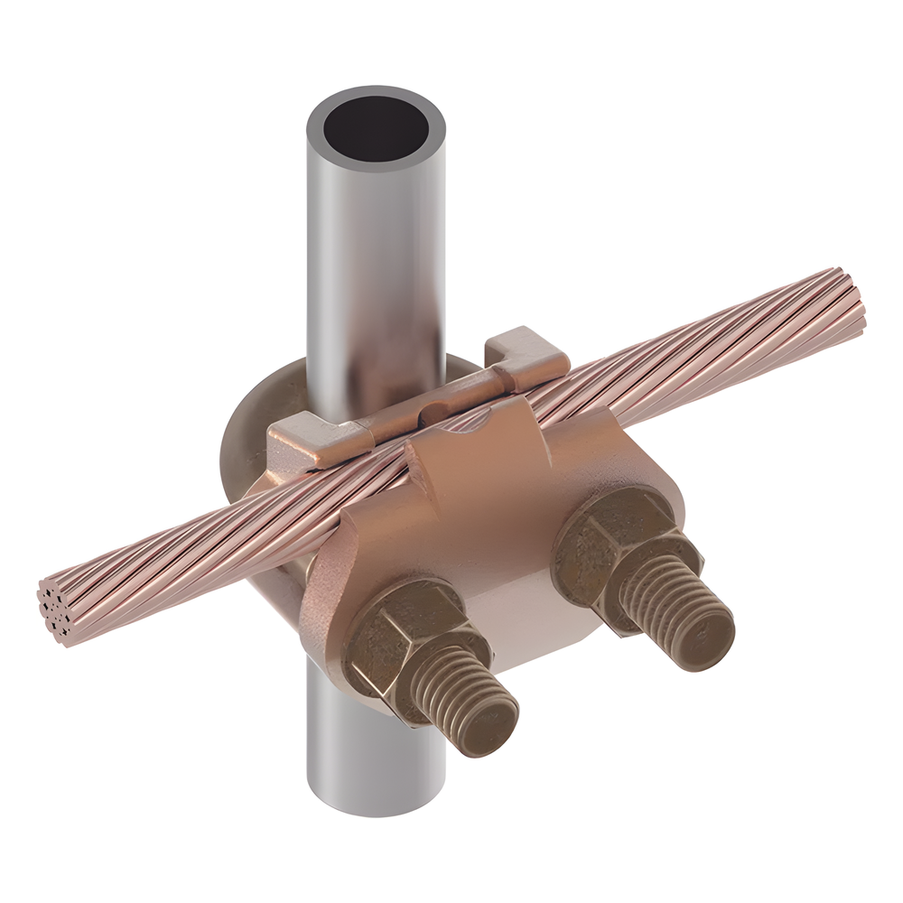 Conector Mecánico para Cable Calibre 2/0 AWG a 250 KCMIL / Paralelo o 90° a Tubo de 3/8" o Varilla de 5/8" - 3/4".