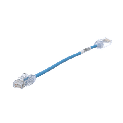 Cable de Parcheo UTP Cat6A, CM/LSZH, Diámetro Reducido (28AWG), Color Azul, 20 cm (7.87 pulgadas).