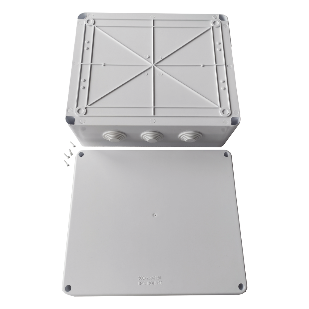 Caja de Derivación-Conexión para Exterior IP65 con 12 Entradas / 300 x 250 x 120 mm (11.8 x 9.8 x 4.7 in) / Sellado Seguro con Empaque + 4 Tornillos