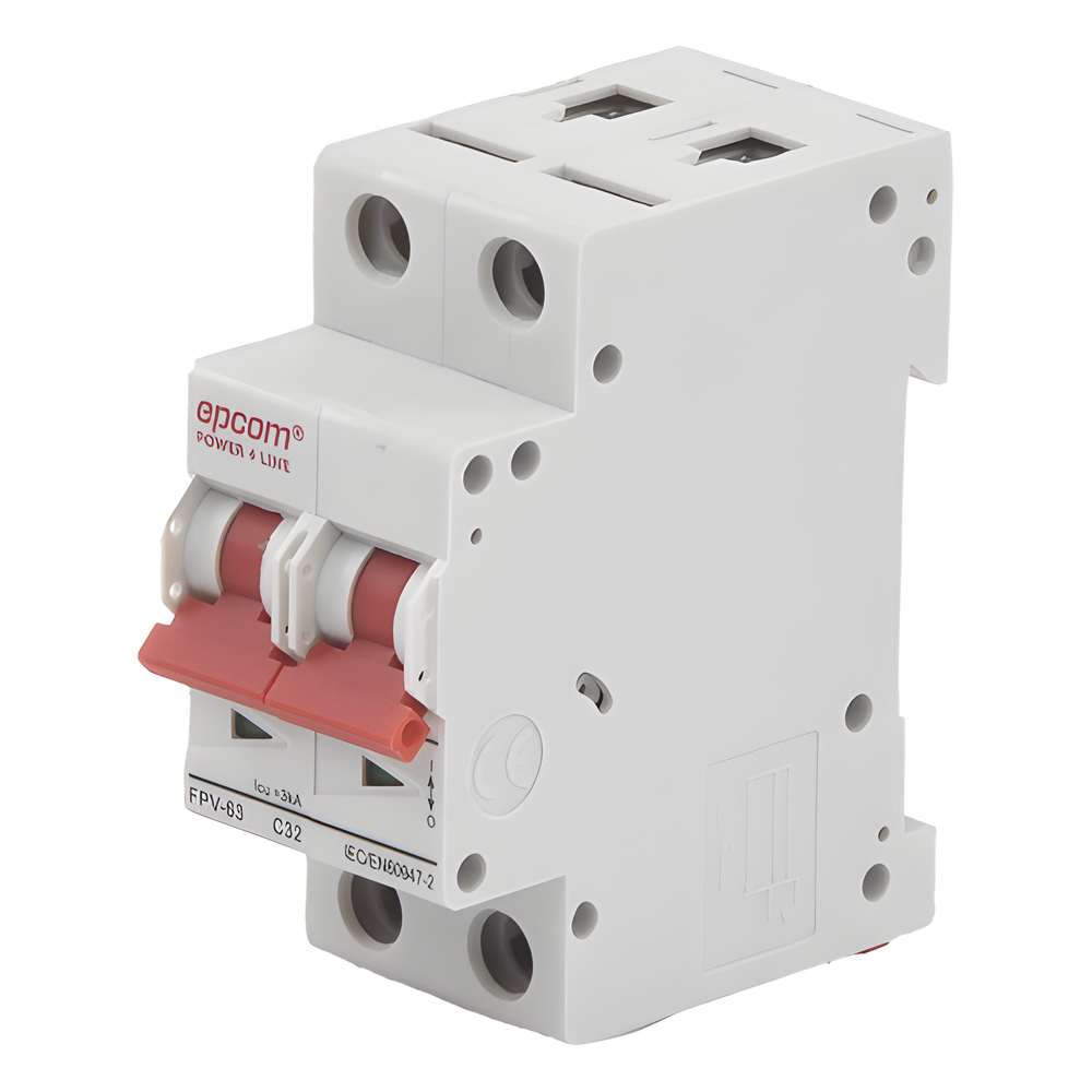 Protección Térmica/ Interruptor 2P, 32A, Corriente Directa 800 Vcc para Aplicación Fotovoltaica Montaje Riel DIN