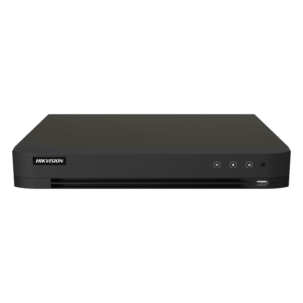 DVR 16 Canales TURBOHD + 16 Canales IP / 8 Megapixel (4K) / Audio Bidireccional / ACUSENSE / Audio Bidireccional / 1 Bahía de Disco Duro / Salida de
