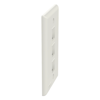 Placa de Pared Vertical, Salida Para 3 Puertos Keystone, Color Blanco Mate