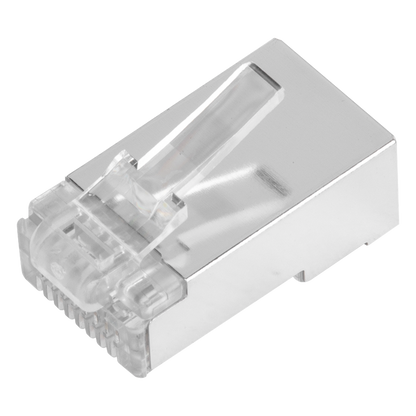 Bote con 100 Piezas de Plug Modular RJ45 Cat6 Blindado, Chapado de Oro a 30 Micras para Durabilidad Extrema SIN PIN de Tierra