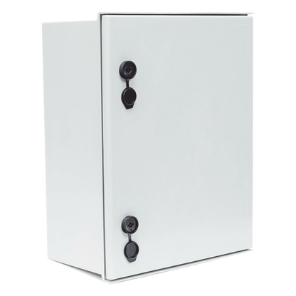 Gabinete de Poliéster IP65 Uso en Intemperie (400 x 500 x 200 mm) con Placa Trasera Interior de Plástico (Incluye Chapa y Llave).