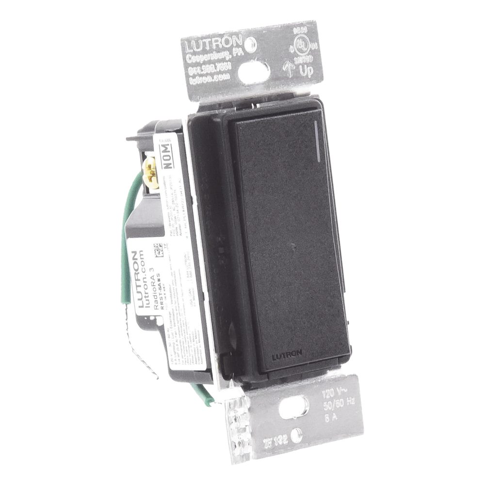 Apagador electrónico Sunnata de encendido y apagado, 8 A en iluminación y motores de 1/4 HP a 120 V, requiere neutro, color negro Midnight satinado