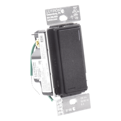 Apagador electrónico Sunnata de encendido y apagado, 8 A en iluminación y motores de 1/4 HP a 120 V, requiere neutro, color negro Midnight satinado