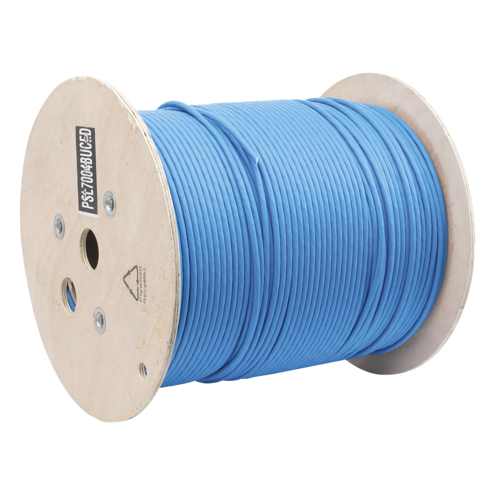 Bobina de Cable Blindado S/FTP de 4 Pares, Cat7, Inmune a Ruido e Interferencias, LSZH (Bajo Humo, Cero Halógenos), Color Azul, Bobina de 500 Metros