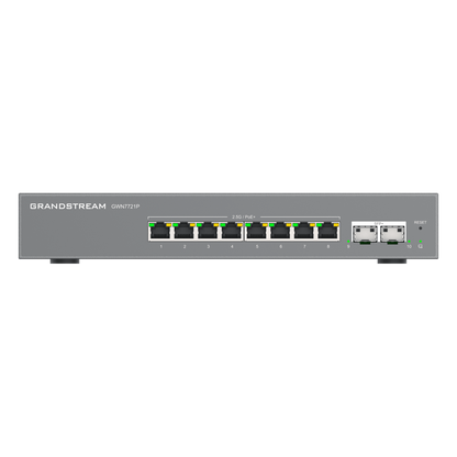 Switch L2 Lite Administrable de 10 Puertos / 8 Puertos Ethernet 2.5 Gigabits / 2 Puertos SFP+ 10 Gigabits / PoE+ 802.3af/at / VLAN 802.1Q / QoS