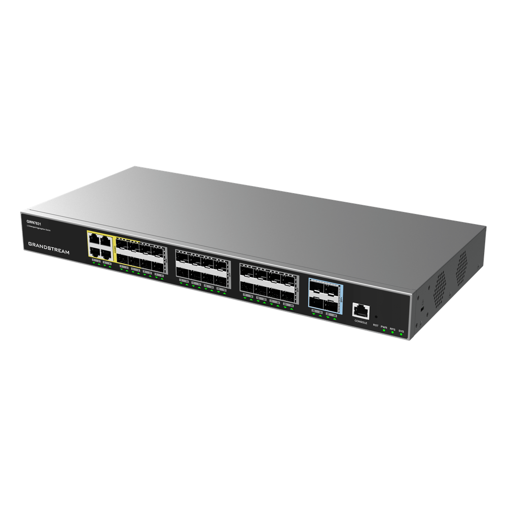 Switch de Agregación Capa 3 Administrable / GWN7830 - GWN7831 - GWN7832 / 48-120 Gbps Throughput / 4-12 Puertos 10G SFP+ / Stacking / Gestión Cloud