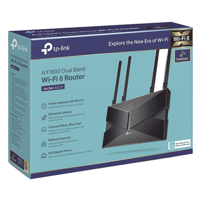 Router WiFi6 AX1800 / MIMO 2X2 / EasyMesh / 1 Puertos Gigabit WAN + 4 Puertos Gigabit LAN / OFDMA / Beamforming / WPA3 / Tether App / HomeShield