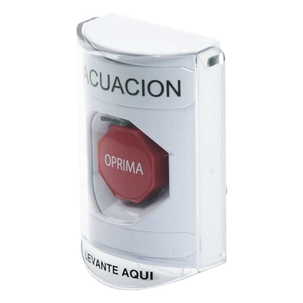 Botón de Evacuación, Cubierta de Policarbonato Súper Resistente de Superficie con Espaciador, Restablecimiento con Llave, Con Bocina de Advertencia