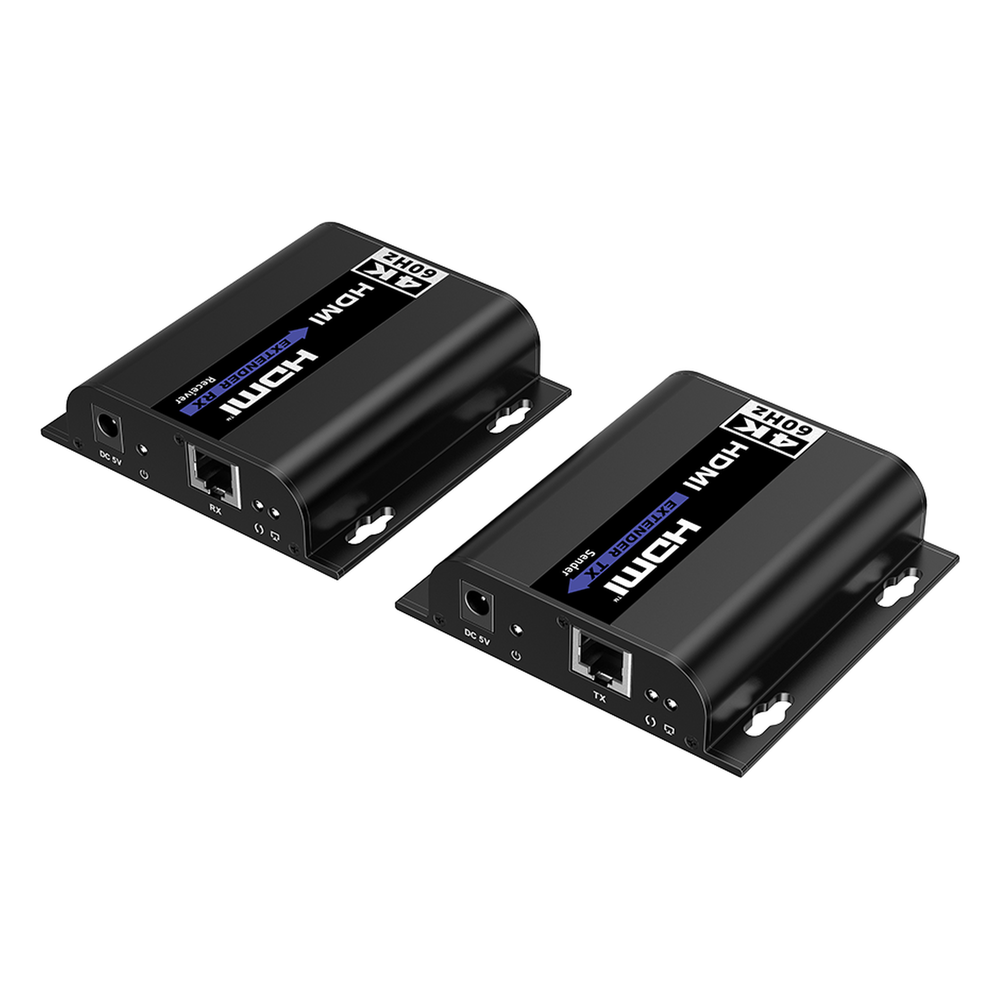 Kit extensor para distancias de hasta 200 metros | Resolución 4K @60Hz | Cat 6 | Conexión uno a uno y uno a muchos hasta 120 mts | Compatible con