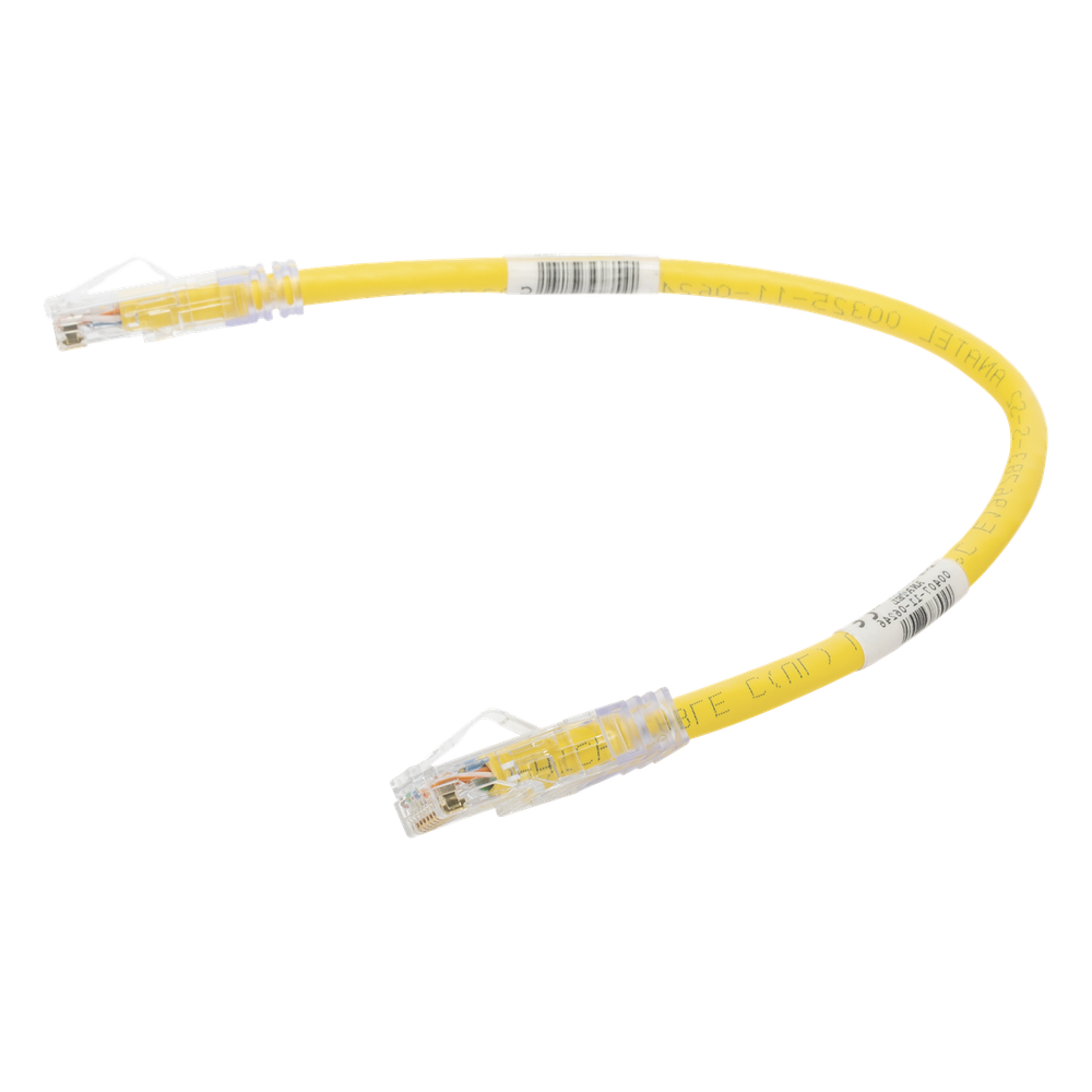 Cable de Parcheo TX6, UTP Cat6, 24 AWG, CM, Color Amarillo, 0.3 Metros (1 Pie)