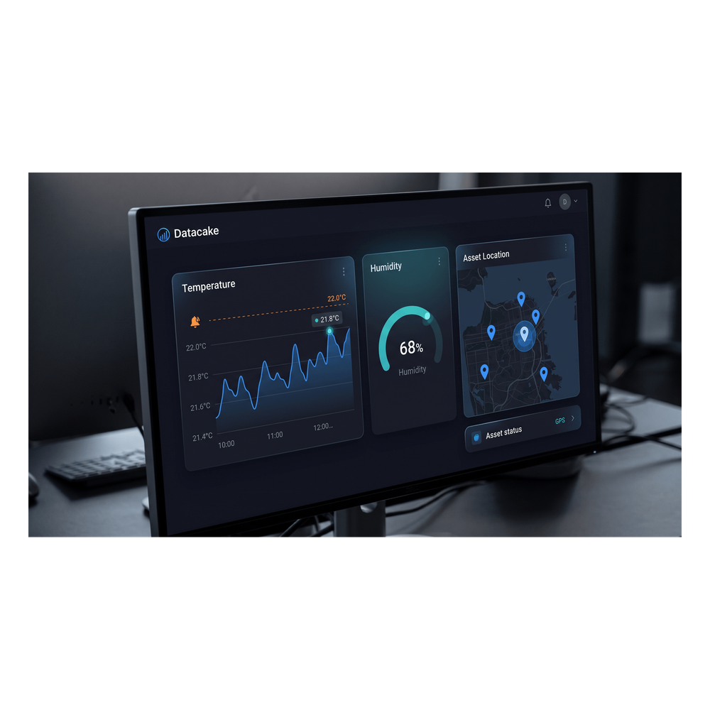 Datacake / Licencia Anual de Dashboard IoT / 12 Meses / Plataforma Sin Código / LoRaWAN + MQTT + Webhook / Monitoreo en Tiempo Real / Alertas